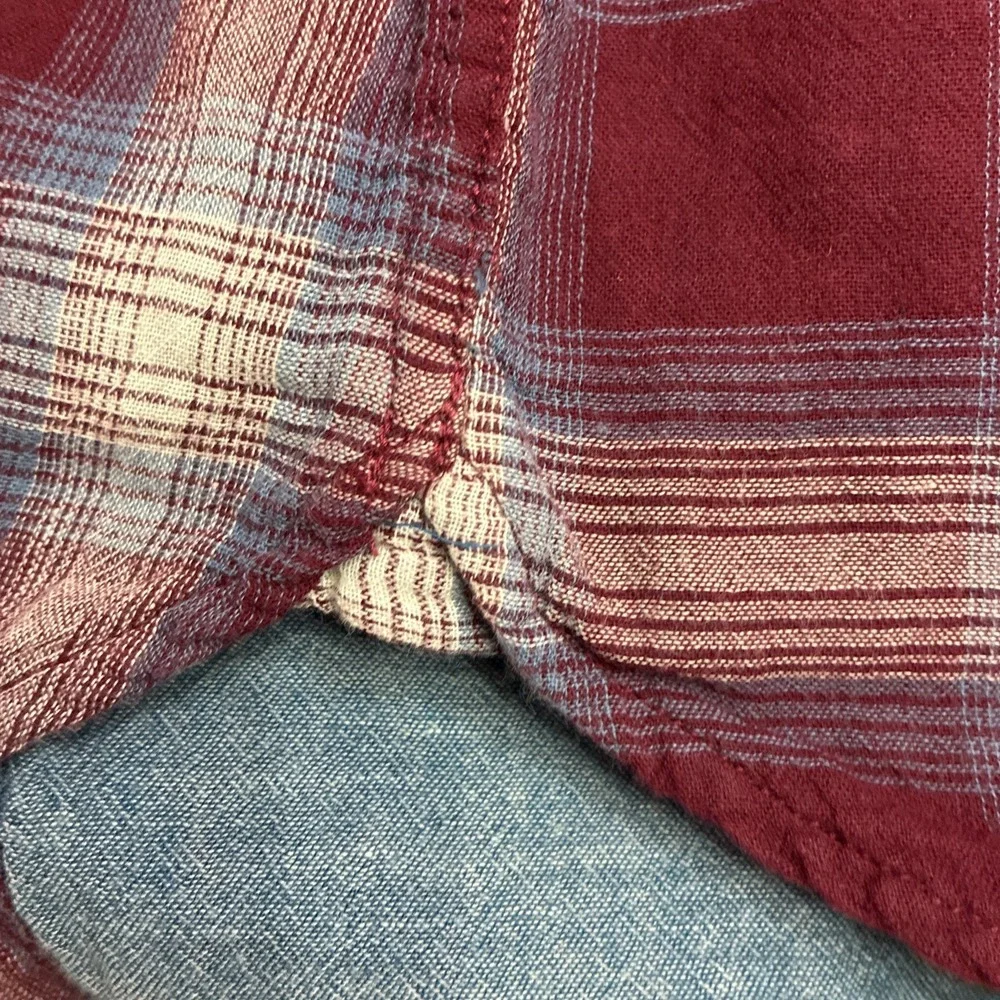Gap Kids Lined  Button Down Cotton Long Sleeve Size 12 Husky XL Plum/Blue Shirt